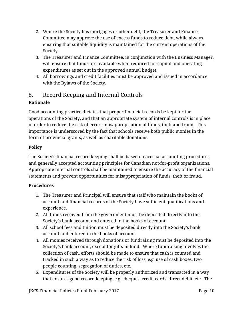 JKCS Finance Policies Final Feb 2017